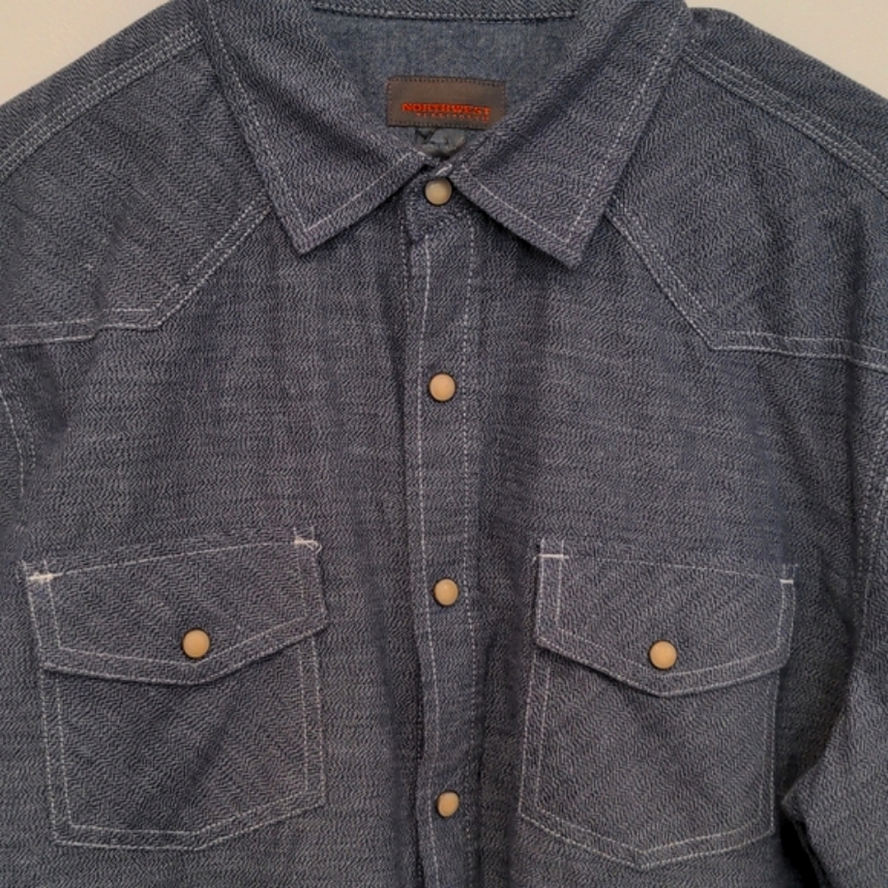 Denim-Colored Dark Grey Blue Buttondown